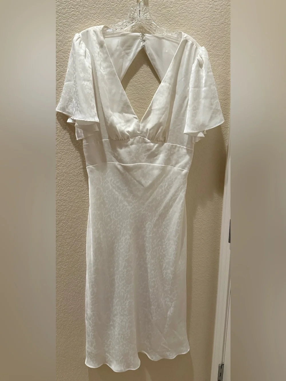 Jenny Yoo Audriana Ivory Satin Jacquard Midi Dress Size 18 Bridal